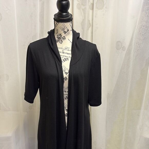 Black Hooded Cardigan - Picture 2 of 3